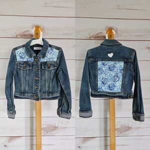 Handmade The Grateful Dead Denim Trucker Jacket in Blue and White Sz 6 NWT